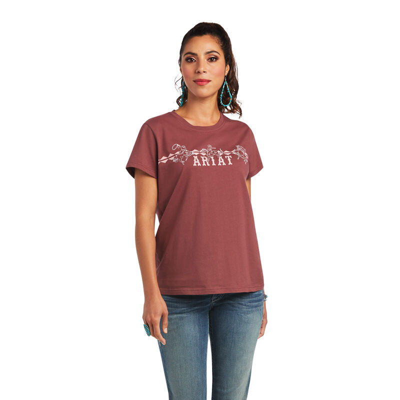 Camisetas Ariat Real Bucking Bronc Marrones Mujer - Chile 987-LDYSMO